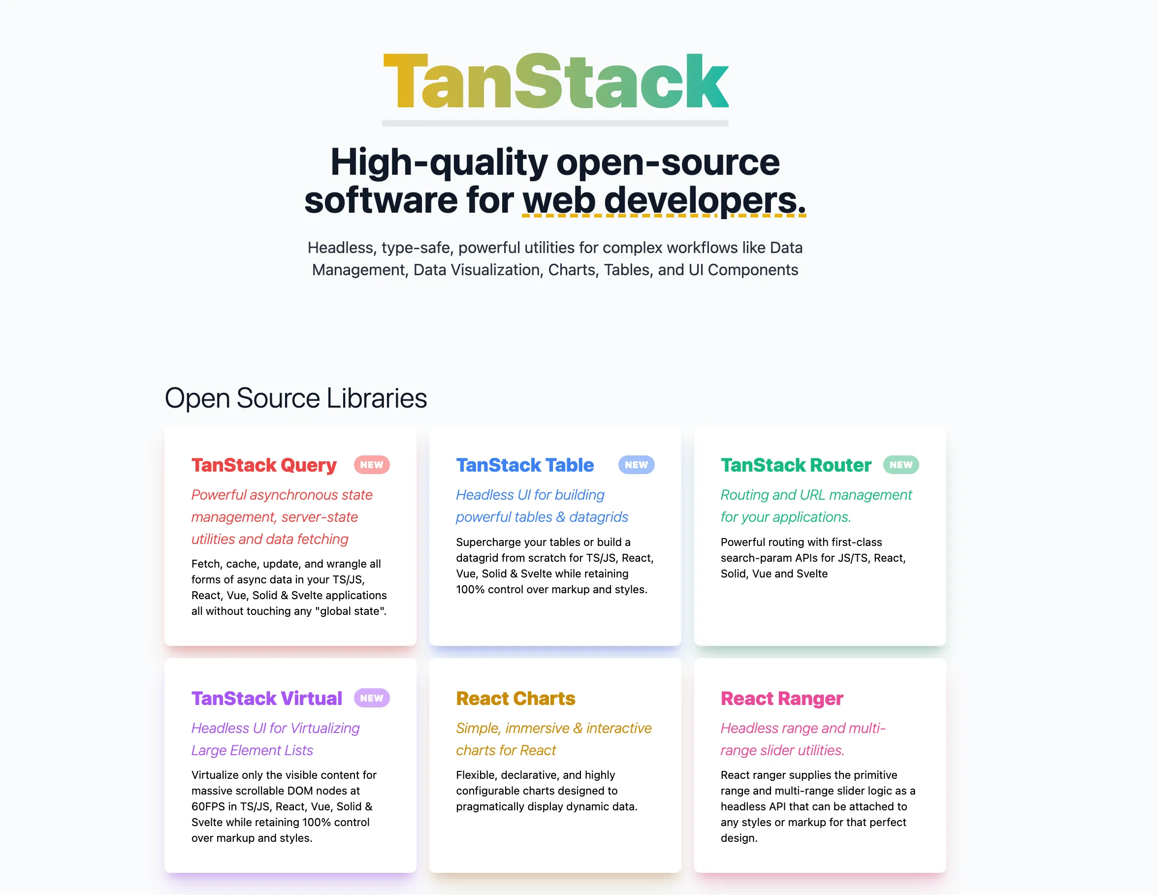 The TanStack website and its open-source libraries