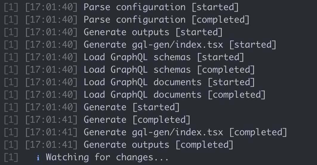 successful code generation console log prints